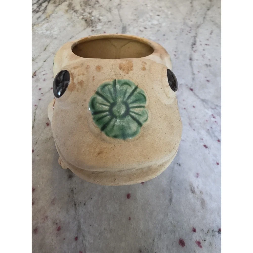 Vintage Pottery Frog Planter Small